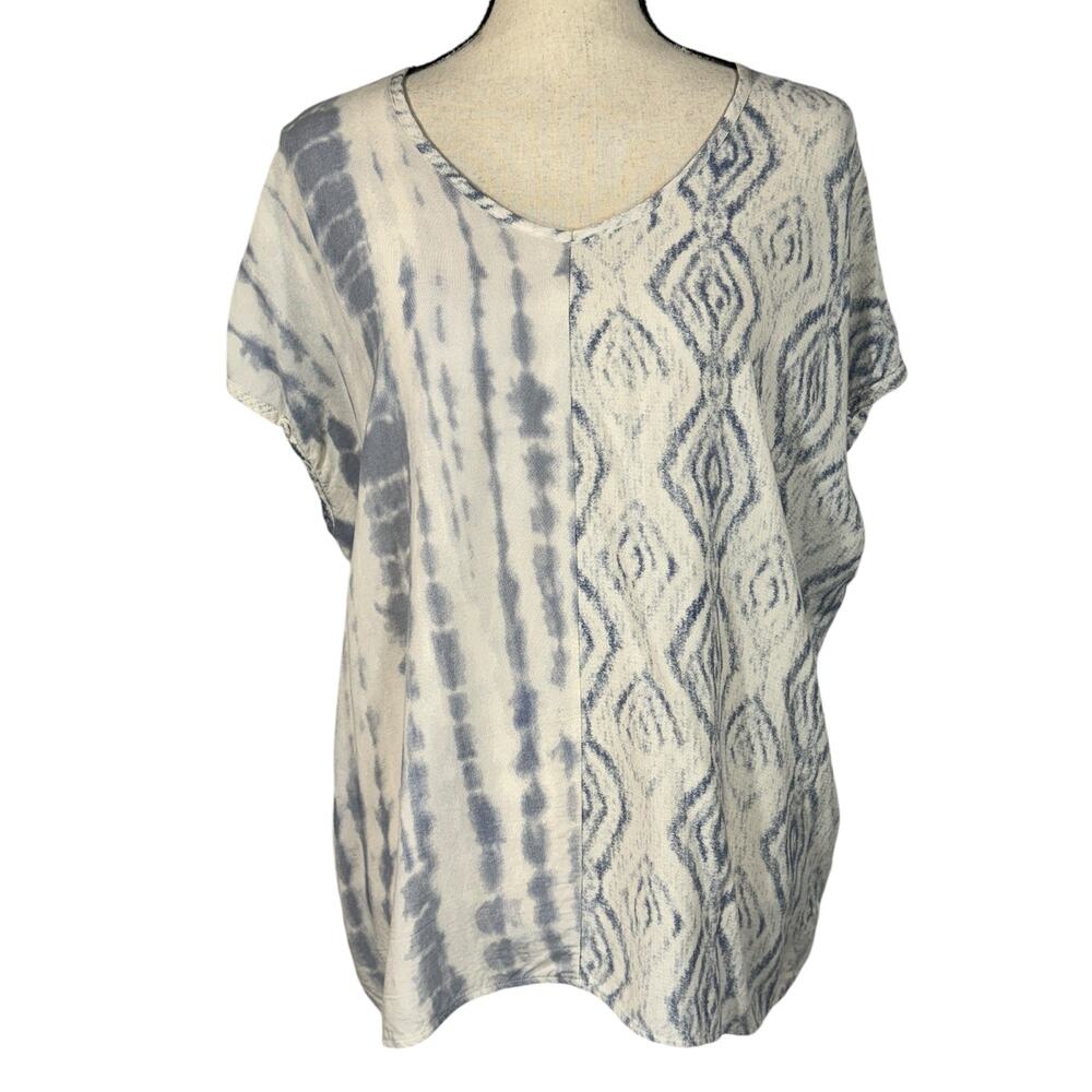 Chico’s SZ 2 (Large) Top V-Neck Dolman Sleeves Hi-Low Hem Lightweight Stretch